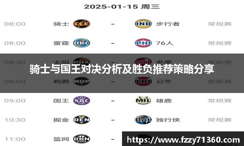骑士与国王对决分析及胜负推荐策略分享