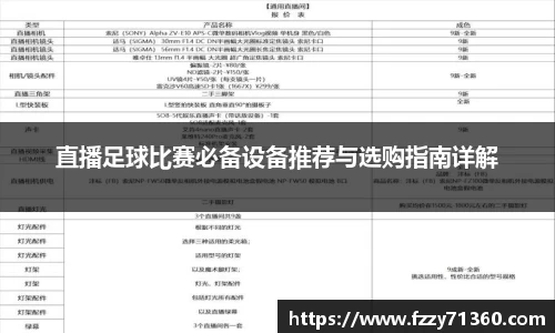 直播足球比赛必备设备推荐与选购指南详解